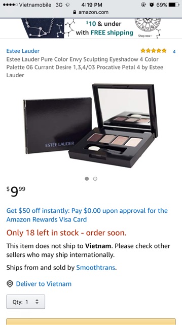 Hộp phấn mắt size mini estee lauder 4 màu mắt mẫu mới Thu 2018