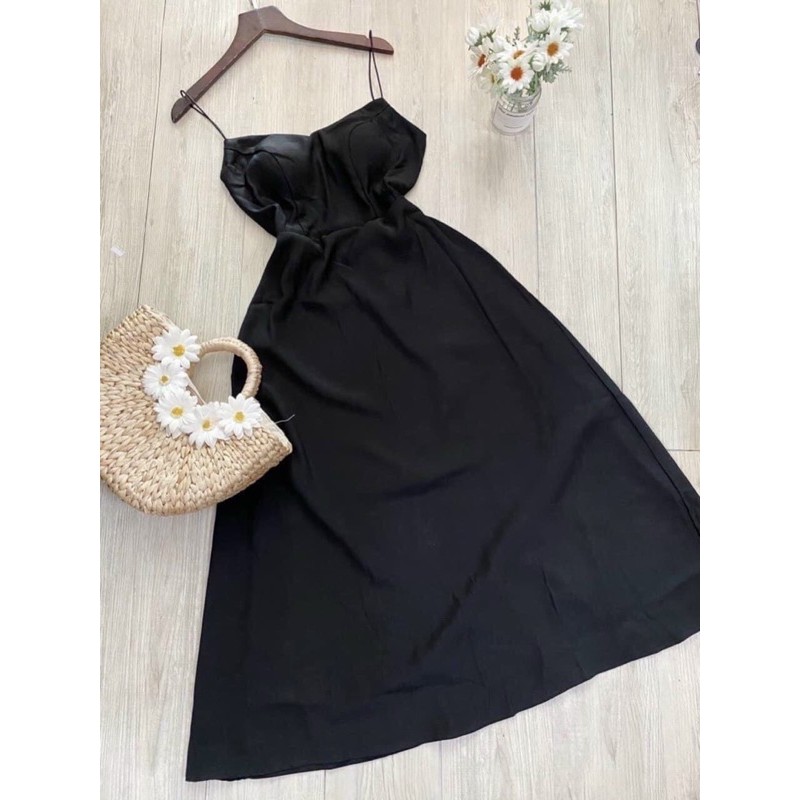 đầm maxi đen hở lưng 3879 | BigBuy360 - bigbuy360.vn
