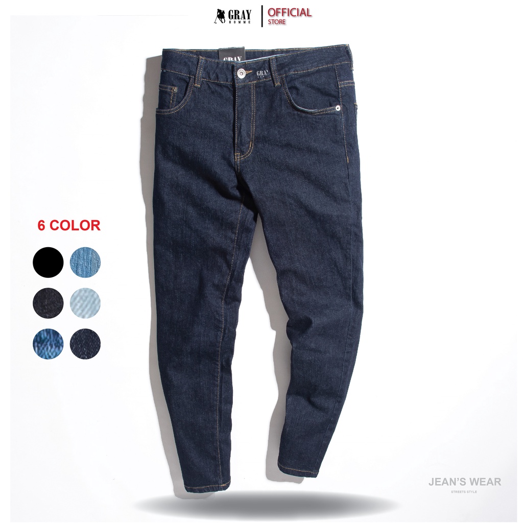 Quần Jean Nam GrayHomme Màu Xanh, Phom Ôm, Trẻ Trung, Thanh Lịch, Co Giãn Tốt BJ001