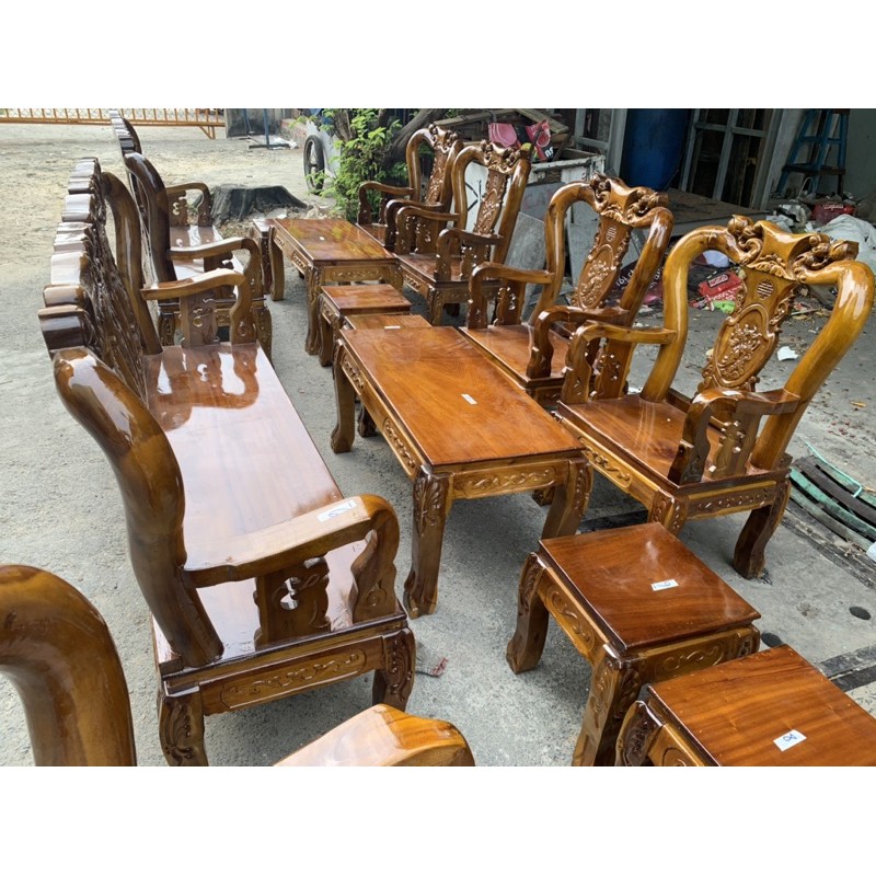 Bộ Salon gỗ 6 món gỗ Tràm Bông vàng
