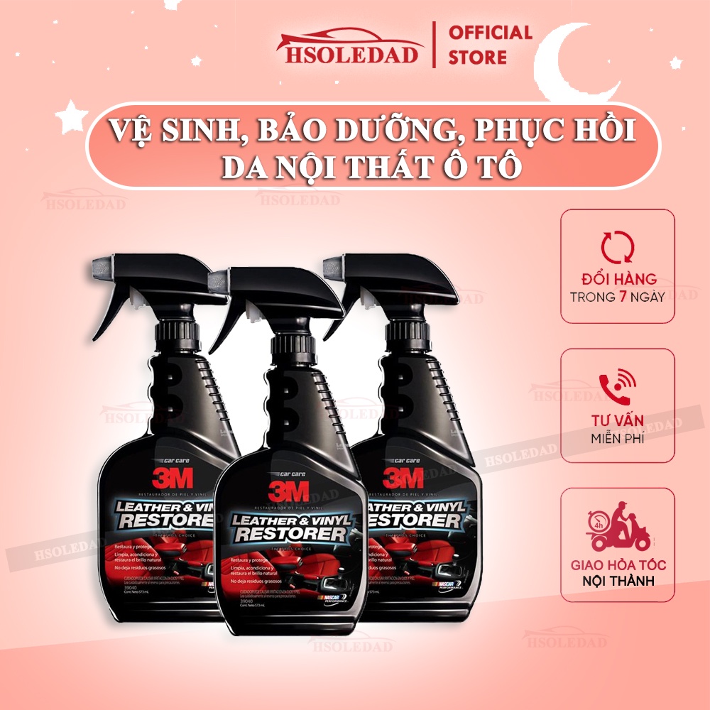 Chai bảo dưỡng ghế da, vệ sinh, phục hồi, làm bóng da nội thất ô tô 3M 39040 Leather &amp; Vinyl Restorer