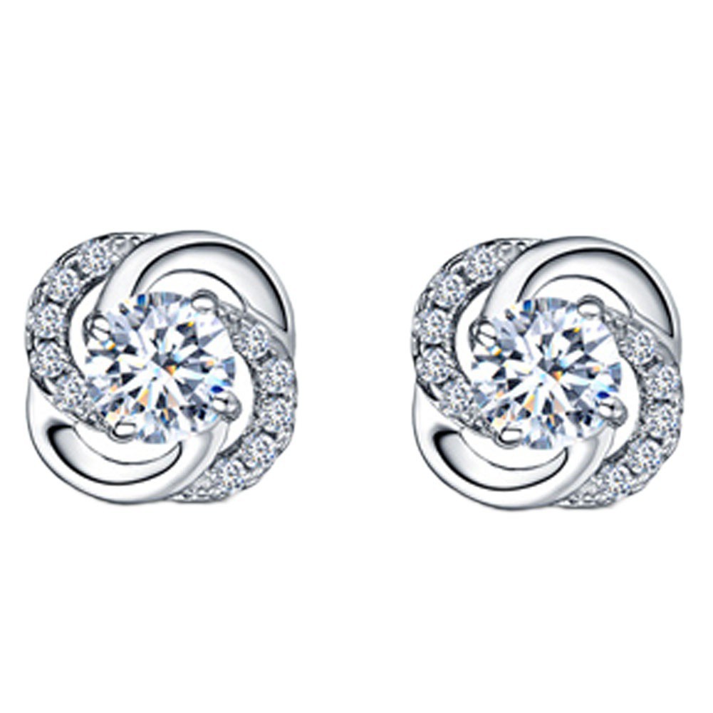 Hoa tai bạc 925 đính đá thanh lịch