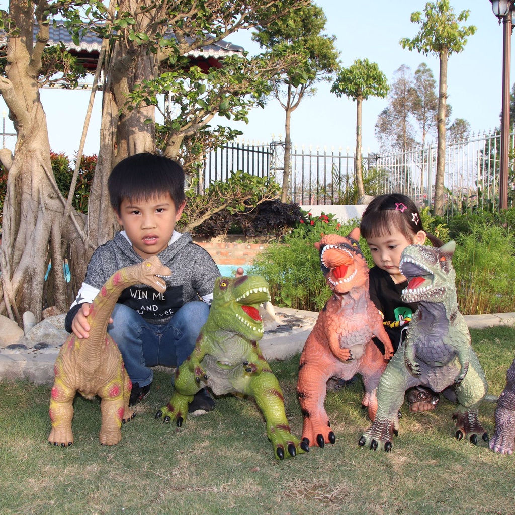 Đồ chơi khủng long bạo chúa đen 80cm có tiếng kêu bằng nhựa mềm siêu bền