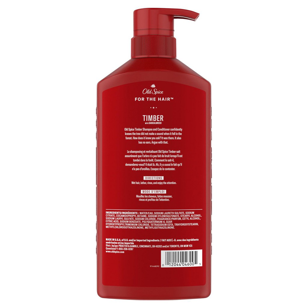 [FREESHIP] Dầu Gội Đầu 2 In 1 Old Spice Timber With Sandalwood 650ML (Dầu Gội Xả)