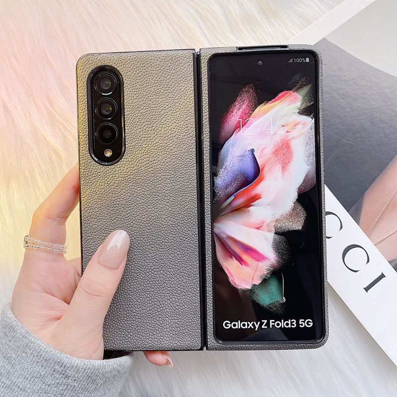 Ốp điện thoại cứng họa tiết da cá sấu chống sốc cho Samsung Galaxy Z Fold 3