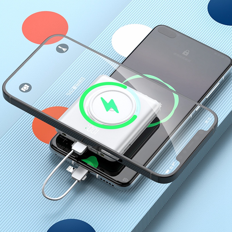 Pin sạc dự phòng Modeall MY413wx mini không dây kèm cáp dữ liệu dung lượng cao 10000mAh