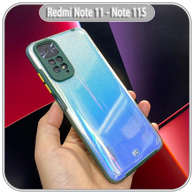 Ốp Lưng cho Xiaomi Redmi Note 11 - 11S 4G PC Trong Suốt Viền Màu Mỏng ,Che Camera