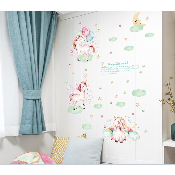 Decal trang trí tường 3 Chú Kỳ Lân thiên thần