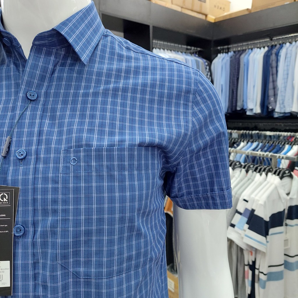 Áo Sơ Mi Nam Ngắn Tay Owen BA22674NT Cộc Tay Công Sở Cao Cấp Màu Xanh Kẻ Caro Nhỏ Vải Sợi Tre Dáng Body Fit Tà Bằng | BigBuy360 - bigbuy360.vn