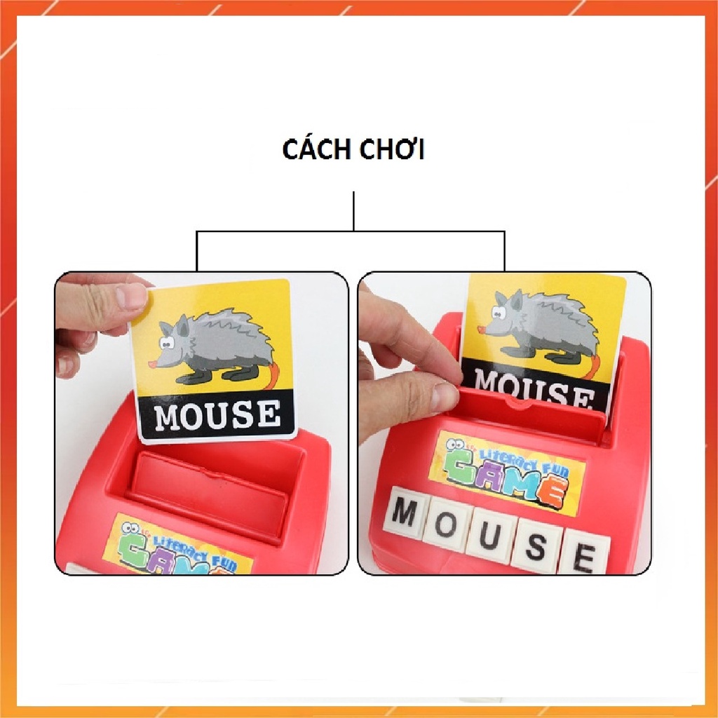 Đồ chơi giáo dục máy ghép chữ tiếng anh, 52 chữ cái. 60 thẻ học,  nhiều chủ đề, cho trẻ từ 1+