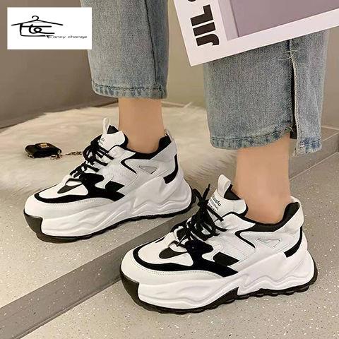 Bán Chạy ~ Niche Daddy Giày Thể Thao Đế Xuồng Dày Nâng Chiều Cao Thoải Mái Bốn Mùa