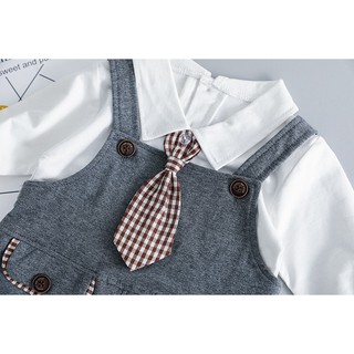 Set yếm thun cà vạt caro