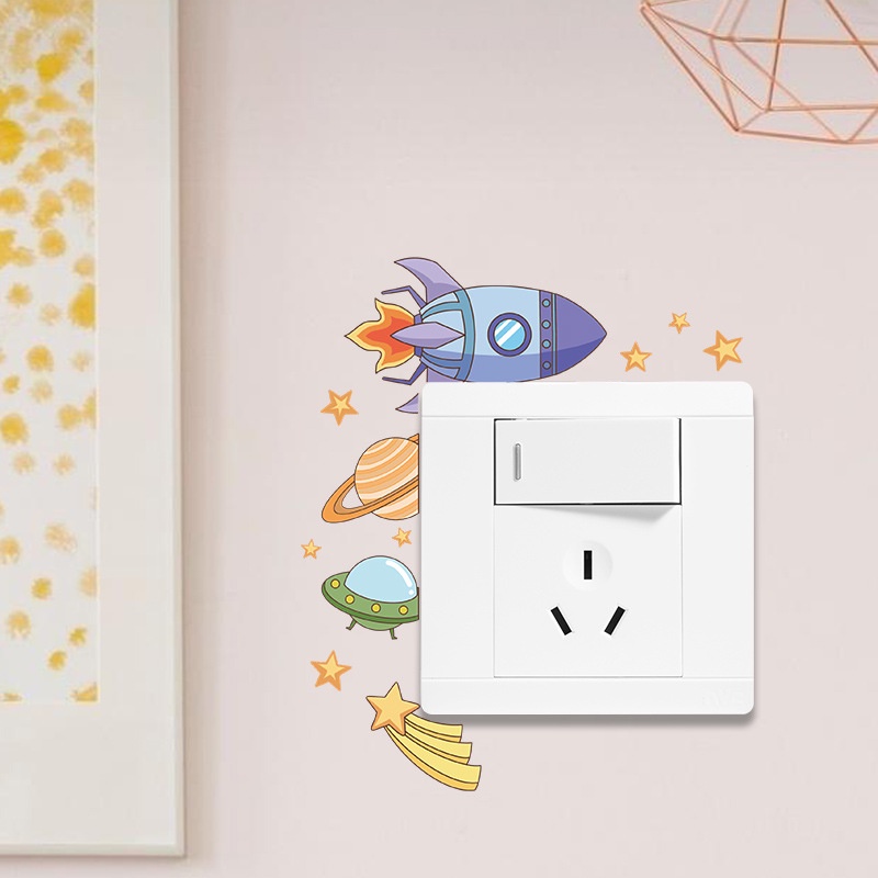 Giấy Dán Tường Trang Trí Công Tắc Hình Tàu Lửa Hoạt Hình
