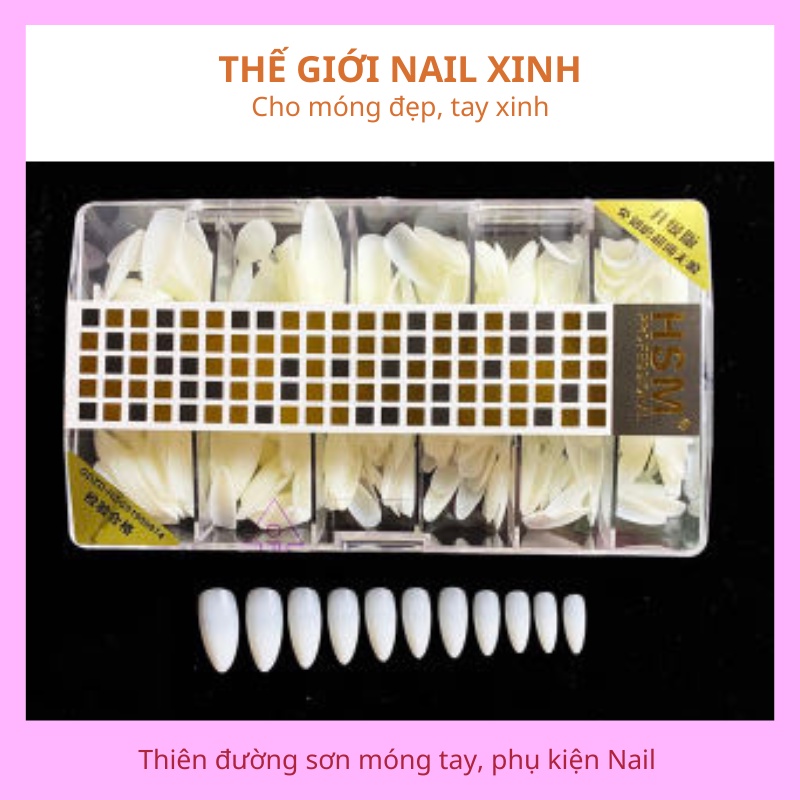 Móng úp HSM chuẩn form bầu và nhọn phụ kiên nail giá chính hãng THẾ GIỚI NAIL XINH