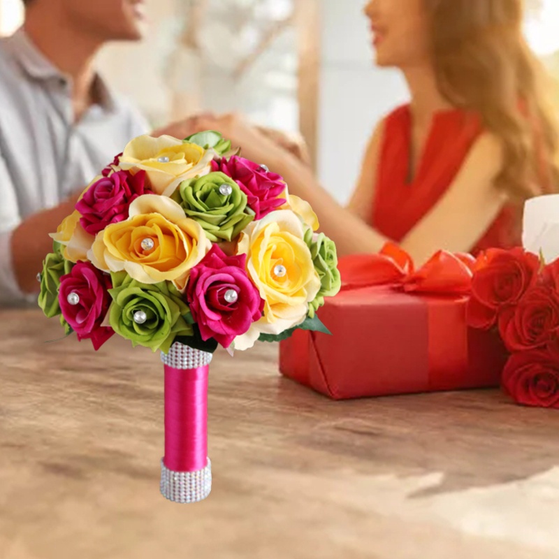 Bó Hoa Hồng Giả Nhiều Màu Trang Trí Tiệc Cưới / Valentine