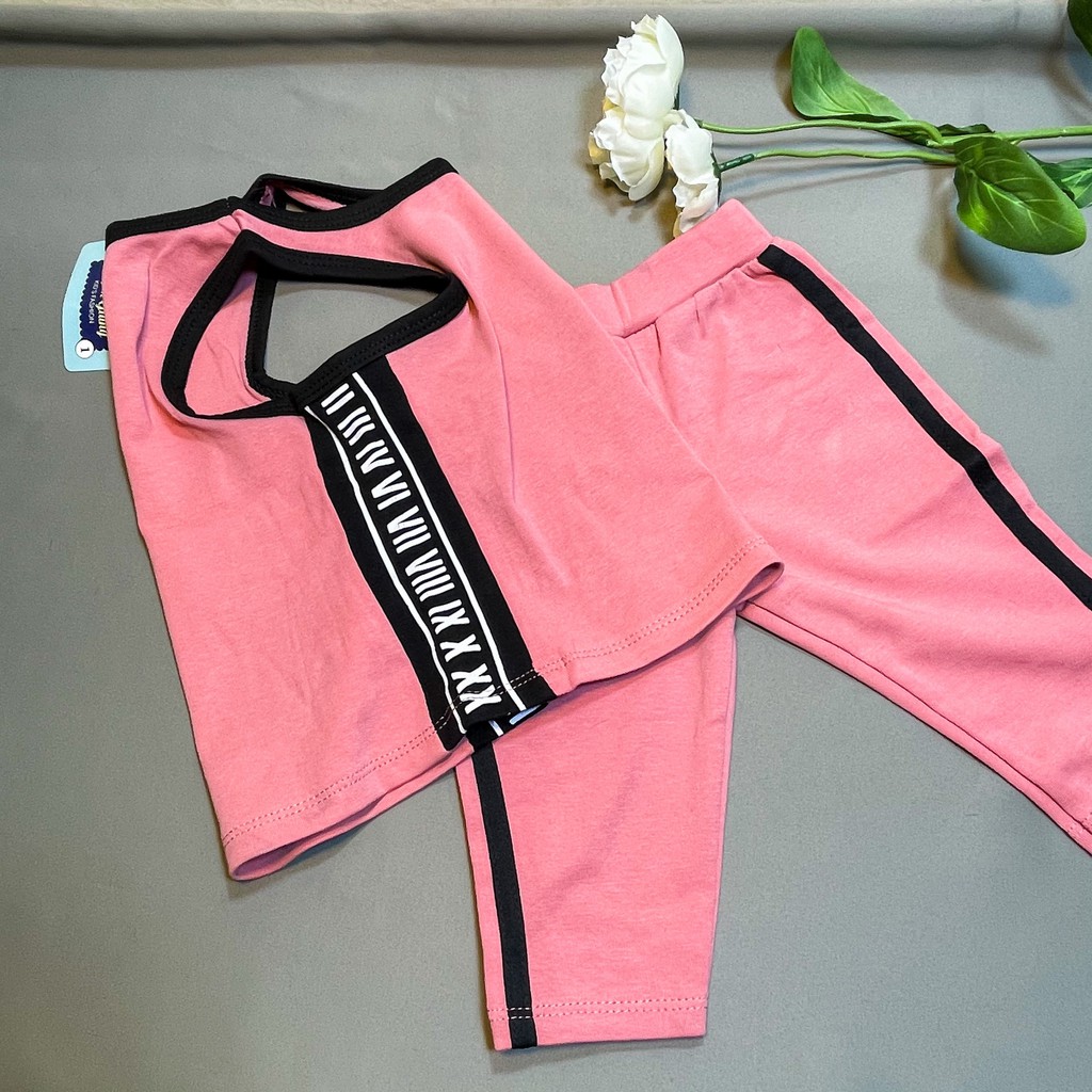 Bộ thun thể thao lửng, body sát nách cho bé gái xinh xắn