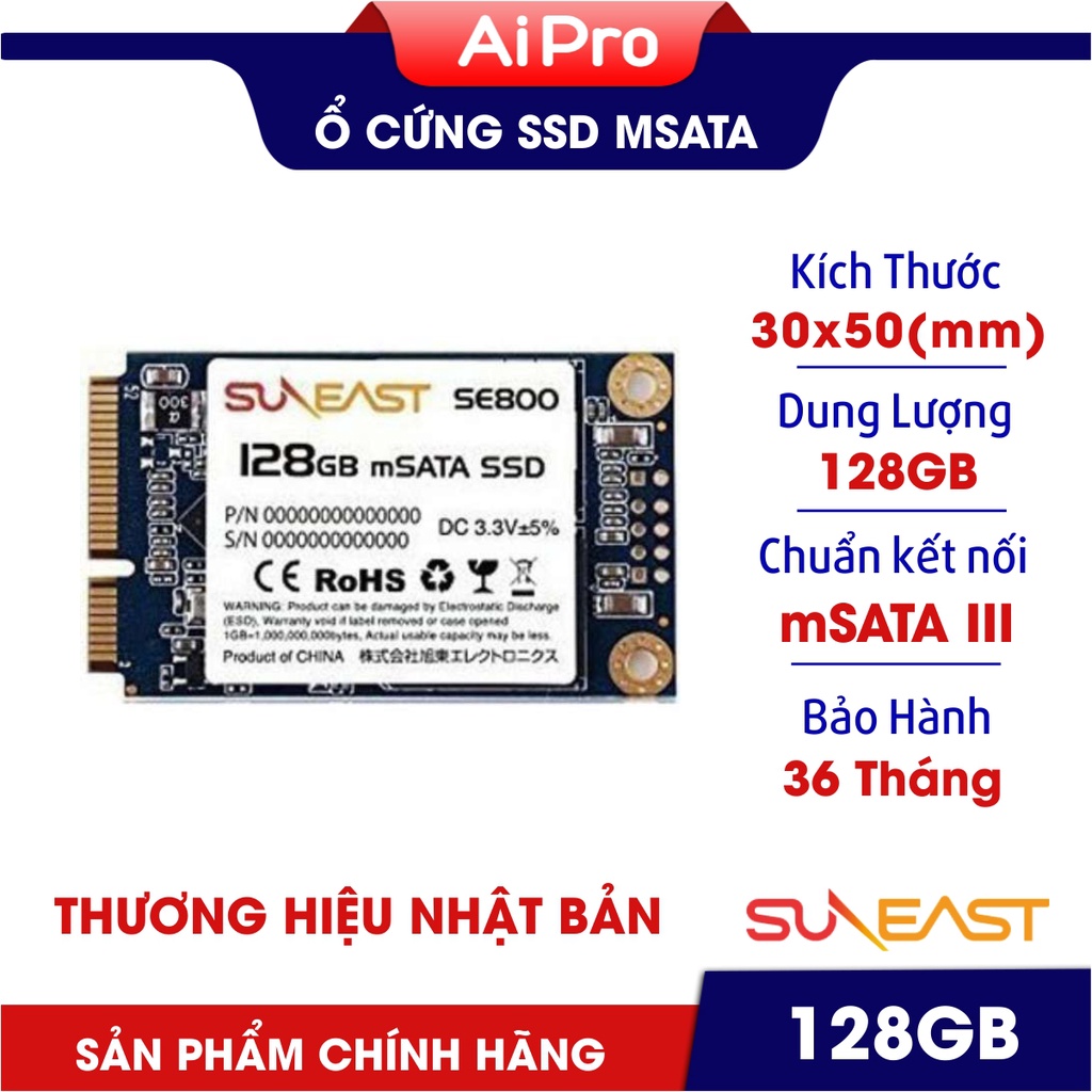 Ổ Cứng SSD Suneat MSATA 128GB - Thương hiệu Nhật Bản - Chính hãng - Bảo Hành 36 Tháng