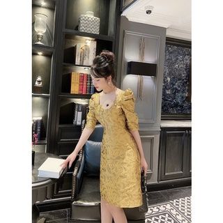 Váy Gấm Hoa kèm hoa cài
