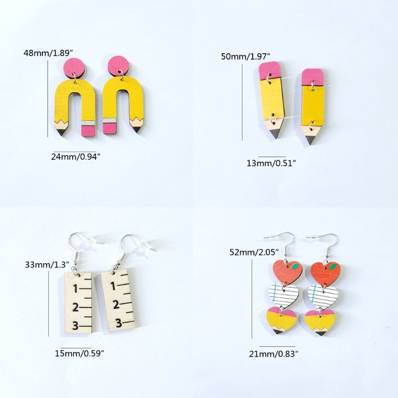 Arin Bông Tai Dáng Dài Hình Cây Bút Chì / Trái Tim / Thước