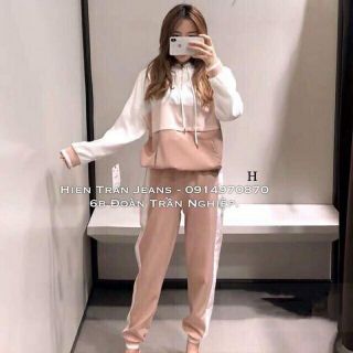 Bộ nữ đũi xước phối màu
