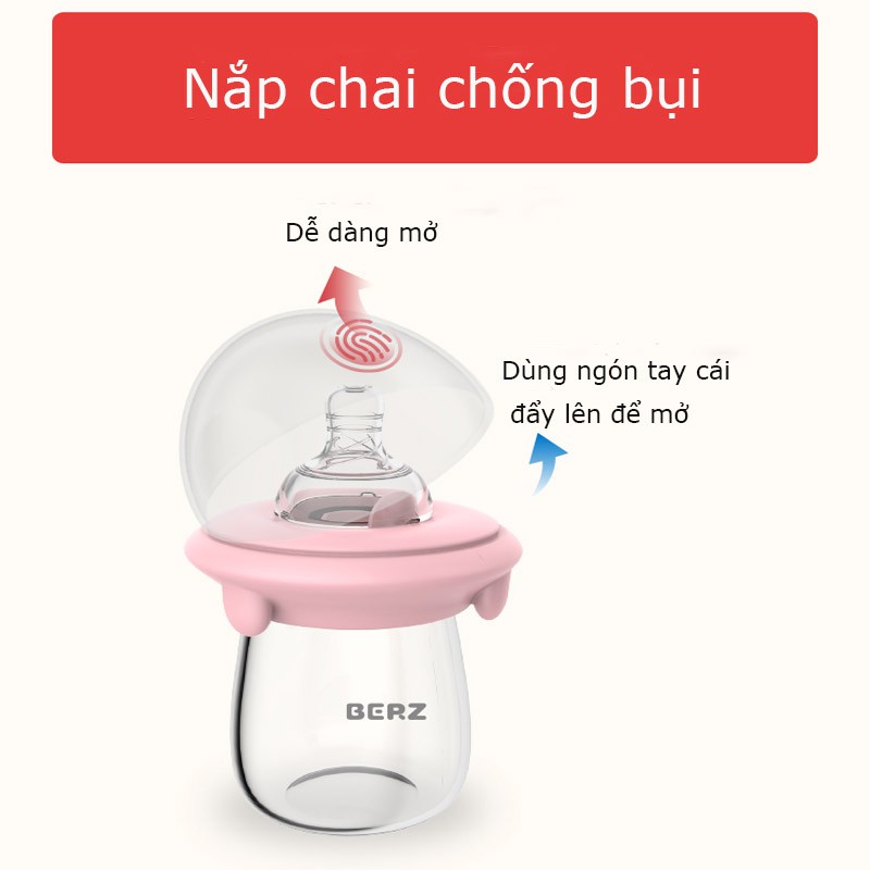 Bình Sữa BERZ Cổ Rộng Chống Sặc 120ml, 180ml Baby Bottle, Bình Sữa Dành Cho Trẻ Em, Trẻ Sơ Sinh Không Chứa BPA