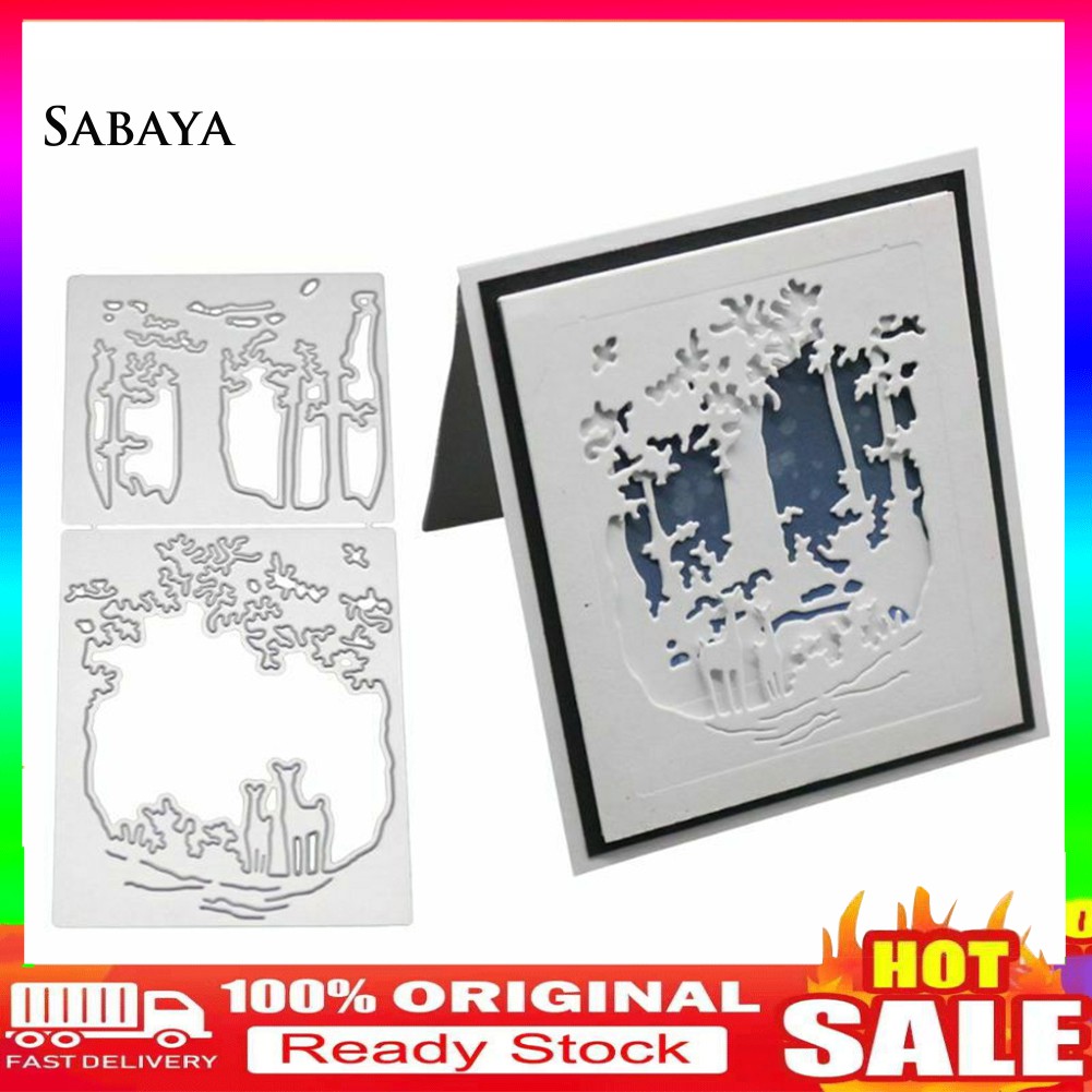 Khuôn Cắt Giấy Làm Từ Kim Loại Hình Cây Và Hươu Trang Trí Scrapbook