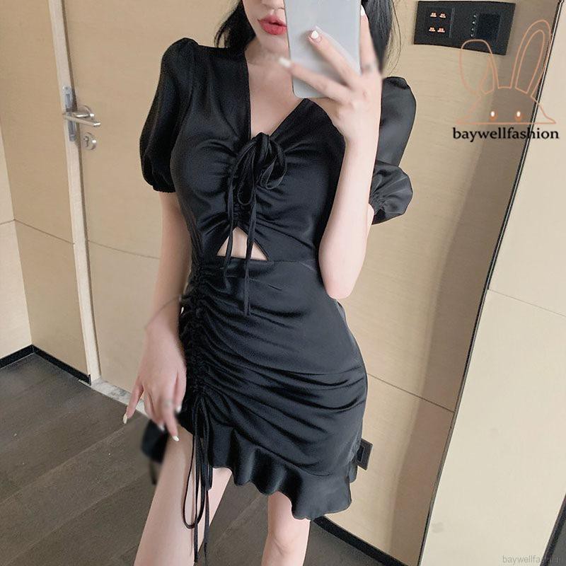 Đầm Tay Phồng Phối Dây Rút Thời Trang Mùa Hè Quyến Rũ Cho Nữ | BigBuy360 - bigbuy360.vn