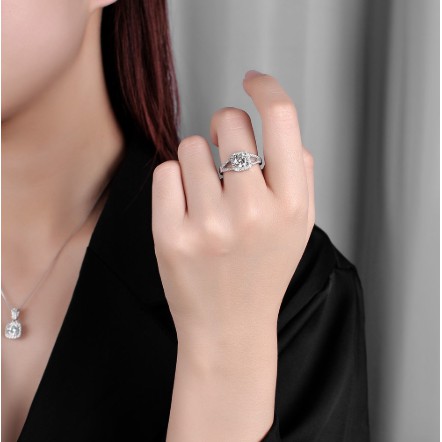 Bộ Trang Sức Mạ Bạc 925 Đính Đá Mozanstone One carat Mozanstone