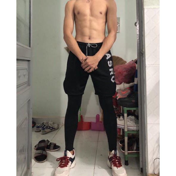 Quần tập gym nam legging 2 lớp ASRV chất vải train life cao cấp,đồ gym nam chất | BigBuy360 - bigbuy360.vn