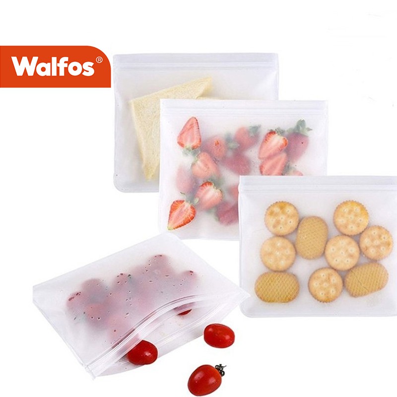 Túi zip WALFOS bảo quản thực phẩm bằng silicon có thể tái sử dụng