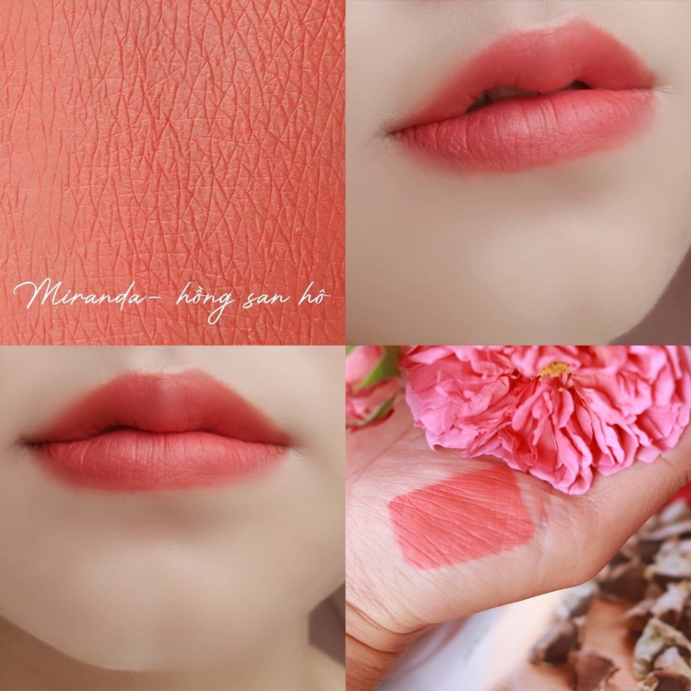Son Lì Màu San Hô Không Chì Lâu Trôi Chống Thấm Nước Rosalia Từ Hoa Hồng Hữu Cơ