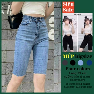 [Bigsize 32~36] Quần Ngố Bigsize / Quần Jeans Ngố Lưng Cao TRÊN RỐN Co Giãn - NHẠT TUA LAI BASIC