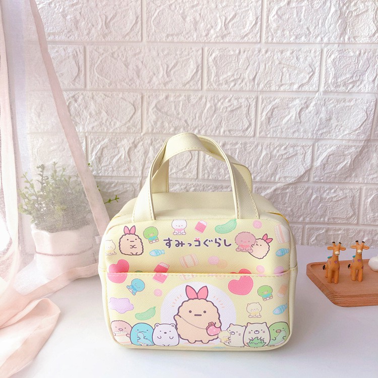 1 Túi giữ nhiệt đựng hộp cơm trưa bằng PU hình Doraemon Hello Kitty xinh xắn