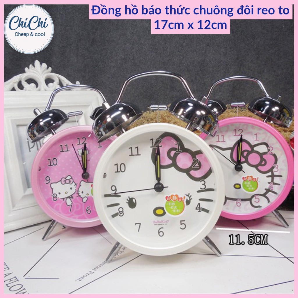 ㍿Đồng Hồ Báo Thức Chuông Đôi Reo To Hình Kitty Dễ Thương Chichi