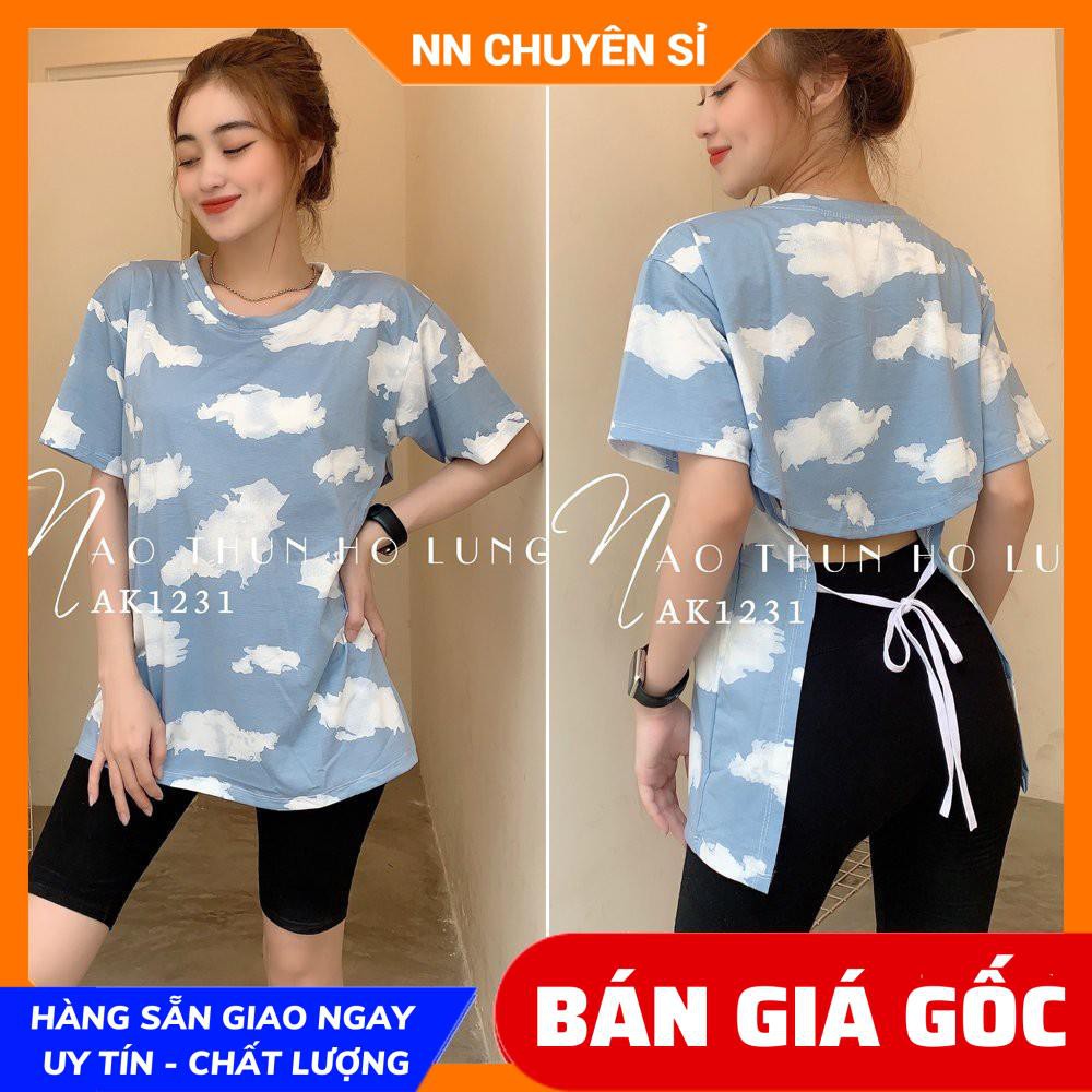 ÁO HỞ LƯNG PHOM RỘNG 3/4 CỘT DÂY NƠ SAU LƯNG ⚡ẢNH TỰ CHỤP⚡ ÁO LOANG MÀU ⚡ ÁO BÒ SỮA ⚡ ÁO CỘT DÂY ⚡ ÁO THUN PHOM RỘNG