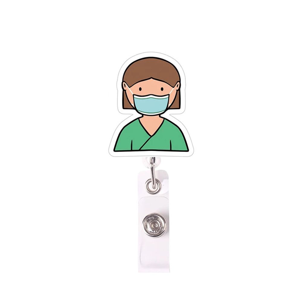 Dây đeo thẻ tên họa tiết hoạt hình dễ thương có thể thu gọn cho y tá/bác sĩ
