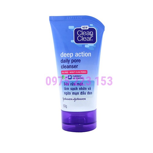 Sữa rửa mặt sạch sâu hàng ngày Clean&Clear Deep Action Daily Pore Cleanser 50g