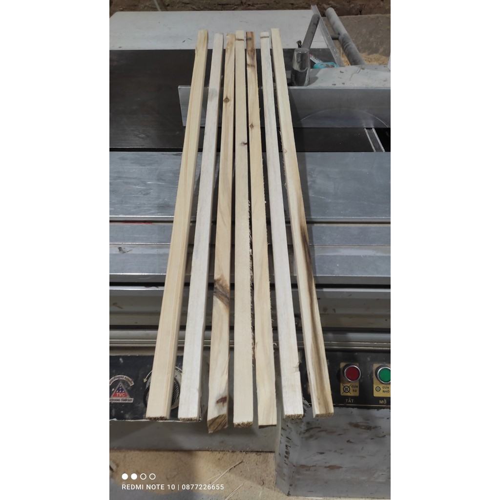 5 nan gỗ thông Vuông 1,2/1,7/2/2,7 x Dài 60/80/100/120cm - Thanh gỗ thông handmade tặng kèm giấy giáp