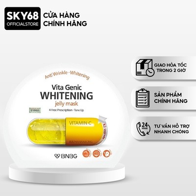 [BẢN VIỆT] Mặt nạ giấy dưỡng da trắng sáng và làm đều màu da BNBG Vita Genic Whitening Jelly Mask (Vitamin C) 30ml