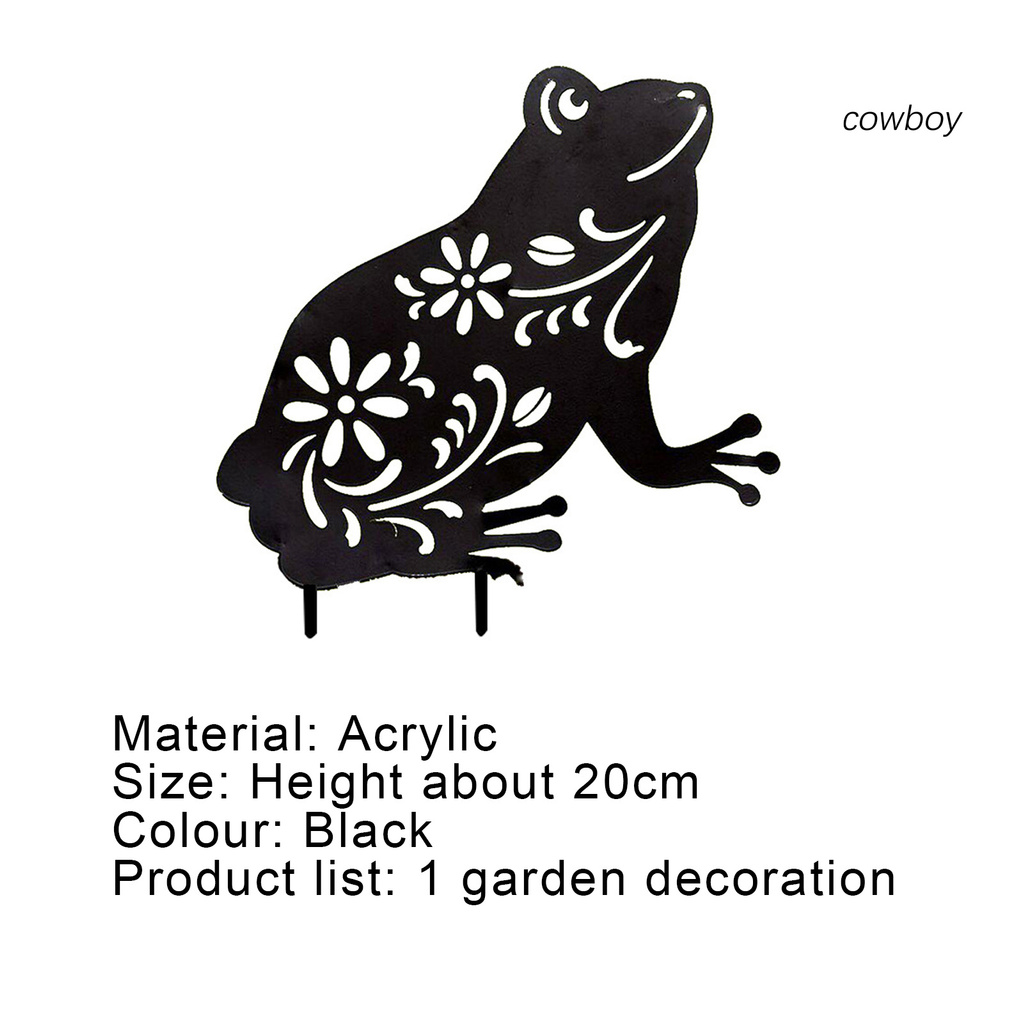 cowboy Frog Garden Stake Hollow Weather Resistance Black Acrylic Outdoor Yard Art for Lawns