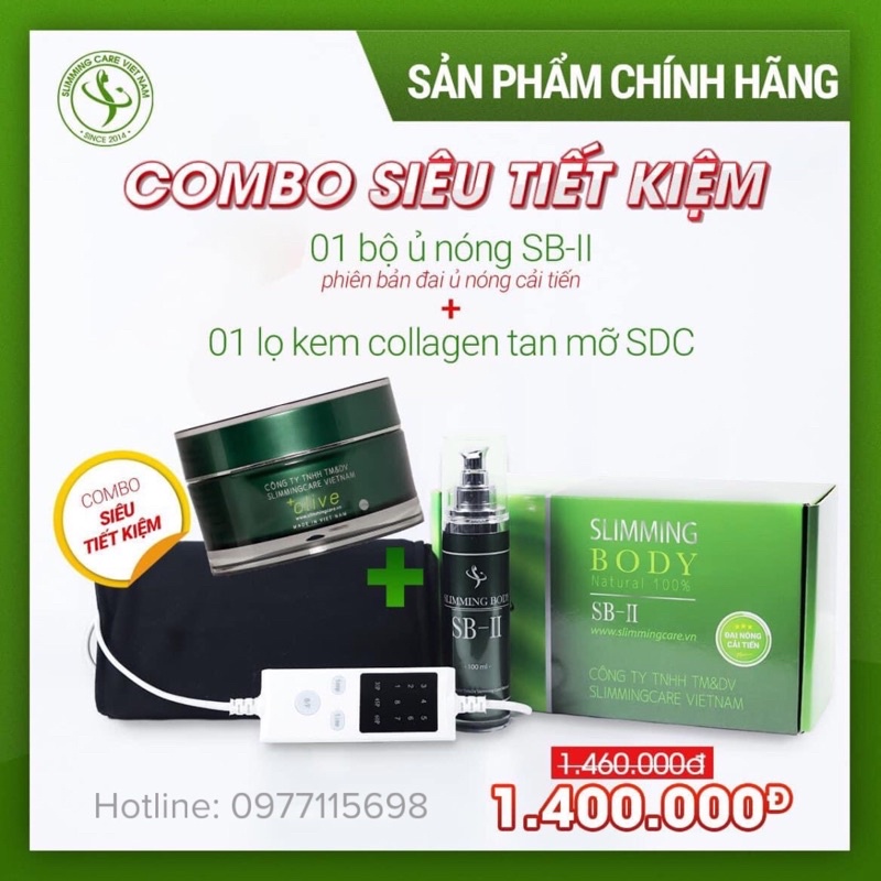 [CHÍNH HÃNG] COMBO BỘ Ủ NÓNG ĐAI CẢI TIẾN &amp; KEM TAN MỠ MỜ RẠN SLIMMING DAY COLLAGEN