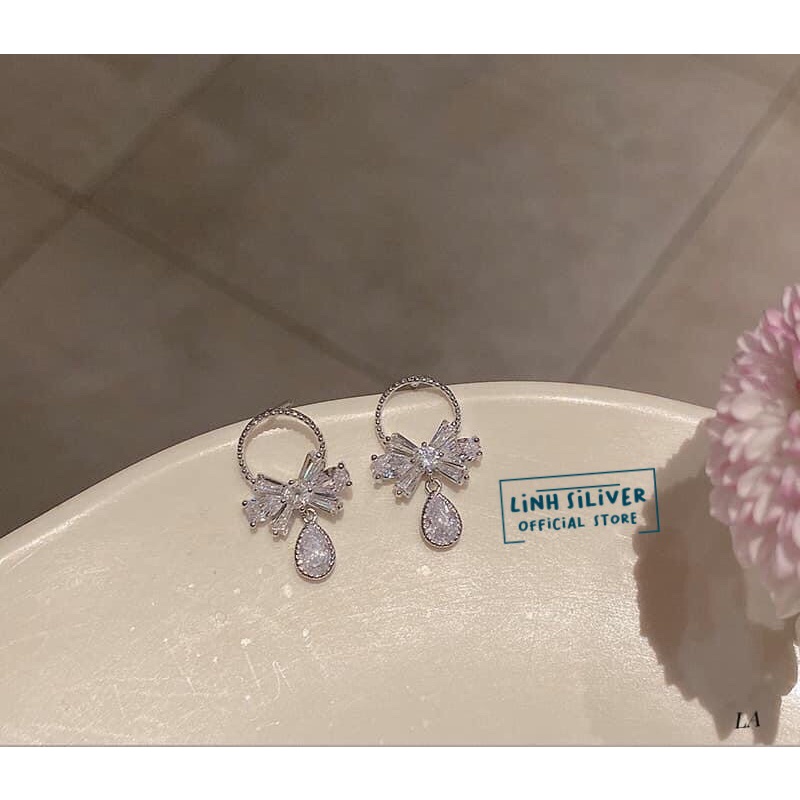 BÔNG NƠ ĐÁ CỰC XINH CHO BẠN NỮ - KHUYÊN TAI BẠC TA