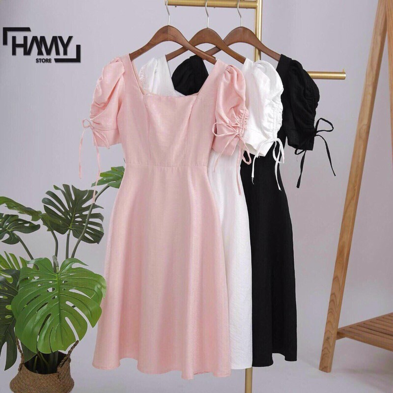 ĐẦM TAY PHỒNG RÚT DÂY( CÓ MÚT NGỰC ), chất liệu đũi
