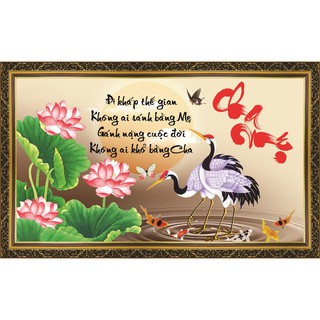 Tranh dán tường Cha Mẹ phủ kim sa