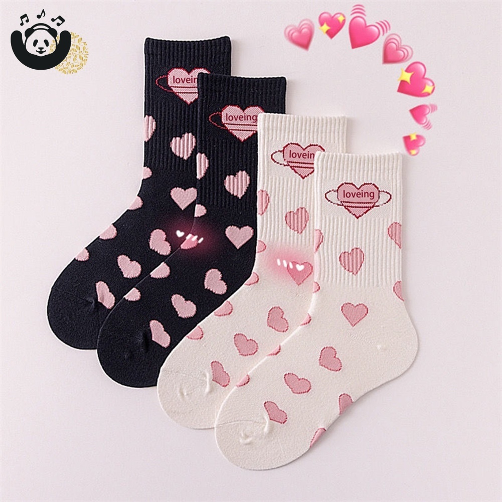 Tất cổ cao nữ trắng họa tiết trái tim xinh xắn vải co giãn thiết kế đáng yêu YKD CFH