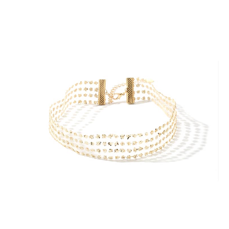 Vòng cổ đính chất liệu kim sa màu vàng đồng/bạc cuốn hút dành cho bạn nữ