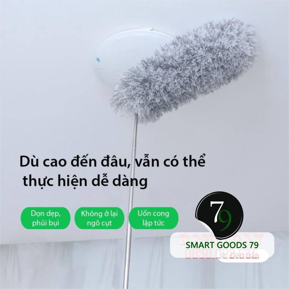 [Freeship hàng cao cấp 288] Cây chổi lông quét lau bụi mạng nhện trần nhà đa năng cán dài inox rút gọn gập được 90 độ