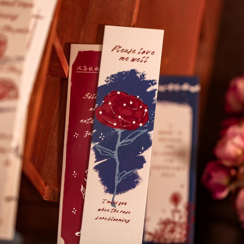 Set 30 Thẻ Đánh Dấu Trang Sách Hình Hoa Hồng 4 Kiểu Thiết Kế Sáng Tạo