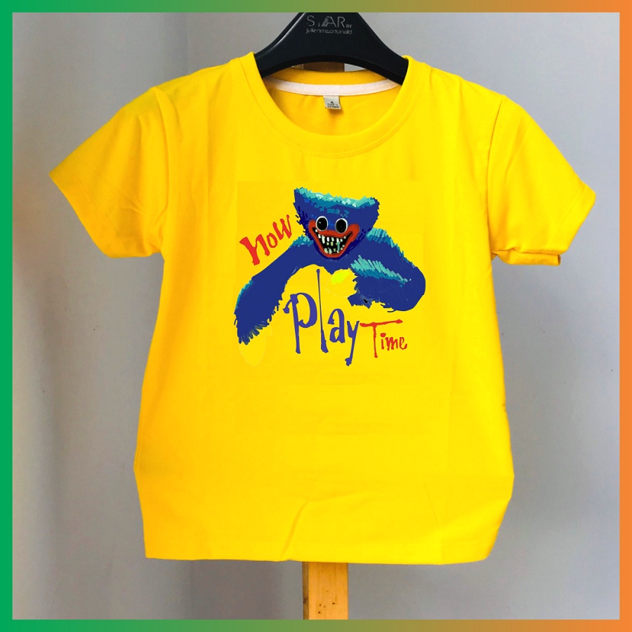 Áo Thun Trẻ Em In Hình Game Poppy Playtime Búp Bê Huggy Wuggy màu vàng đủ size đến 80kg