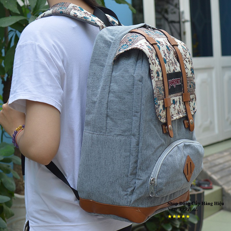 Balo JANSPORT LAPTOP màu xám họa tiết hoa